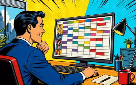 ATOSS Software AG als farbenfroher Pop-Art-Comic mit digitaler Schichtplanung am Computer, ISIN DE0005104400 - Foto: THN