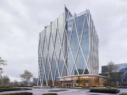 AT&T Inc. modernes Konzernhochhaus mit Glasfassade als Architektur-Render der Aktie US00206R1023 Telekommunikation - Foto: THN