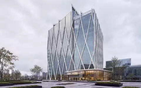 AT&T Inc. modernes Konzernhochhaus mit Glasfassade als Architektur-Render der Aktie US00206R1023 Telekommunikation - Foto: THN