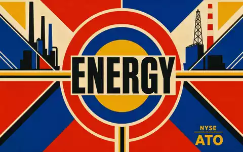 Atmos Energy Corp. Bauhaus-Poster mit geometrischen Formen und dem ENERGY-Sektor-Schriftzug, ISIN US0495601058 - Foto: THN