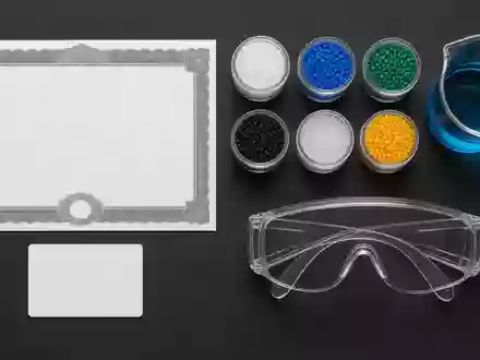 BASF SE (ISIN DE000BASF111) als Aktienwert wird durch Zertifikat und bunte Kunststoff-Pellets symbolisiert - Foto: THN