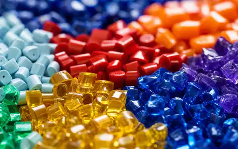 BASF SE (ISIN DE000BASF111) produziert Kunststoffe und Polymere, dargestellt als farbenfrohe Granulat-Pellets in Makroaufnahme - Foto: THN