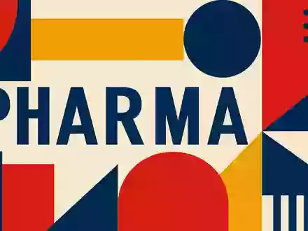 Bayer AG (DE000BAY0017): Bauhaus-Poster mit geometrischen Formen, kräftigen Farben und dem großen Schriftzug PHARMA - Foto: THN
