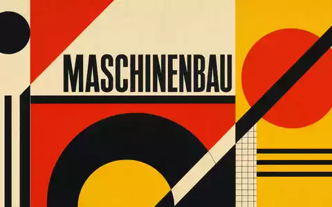 Dürr AG DE0005565204 als Bauhaus-Poster mit geometrischen Formen und dem Text MASCHINENBAU - Foto: THN