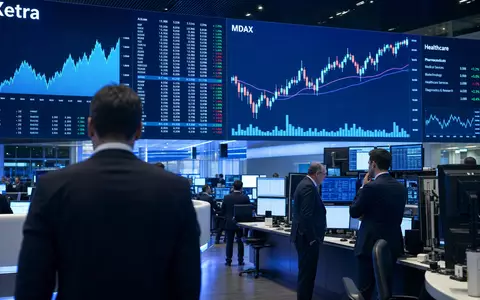 Börsen-Editorial zeigt Trading-Floor mit Xetra- und MDAX-Charts, passend zu Fresenius Medical Care AG DE0005785802 - Foto: THN