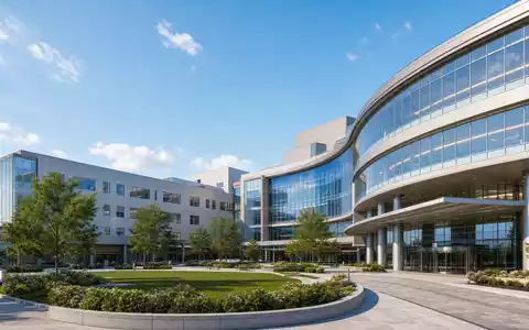 Architektur-Rendering eines Klinikkomplexes visualisiert Fresenius SE & Co. KGaA, ISIN DE0005785604, im Bereich Gesundheitsinfrastruktur - Foto: THN