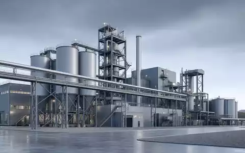 Modernes Architektur-Rendering einer Stahlanlage repräsentiert Salzgitter AG, ISIN DE0006202005, industrielle Visualisierung Anlagenbau Deutschland - Foto: THN