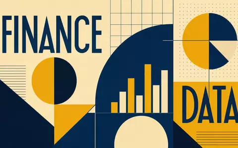 S&P Global Inc. (ISIN US78378X1072): geometrisches Bauhaus-Poster mit Finanz- und Datensymbolen in Blau und Gelb - Foto: THN