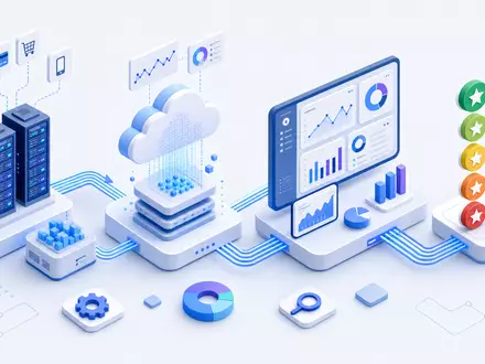 S&P Global Inc. (ISIN US78378X1072): isometrische 3D-Illustration einer Finanzdaten-Analyse-Pipeline mit Serverstationen und Dashboards - Foto: THN