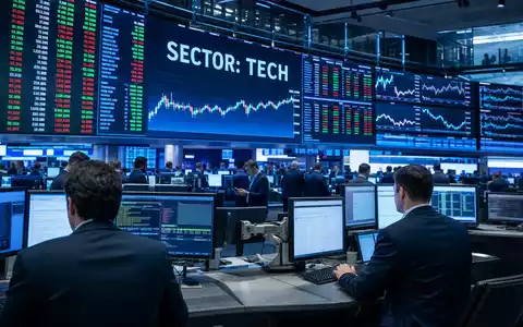 Börsen-Editorial zeigt Trading-Floor mit Sektor-Charts, relevant für Anleger von Salesforce Inc., ISIN US78409V1044, im Technologiesektor - Foto: THN