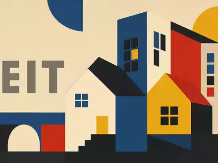 Kojamo Oyj FI4000292438 als Bauhaus-Poster mit geometrischen Formen und dem Sektor-Kürzel REIT - Foto: THN