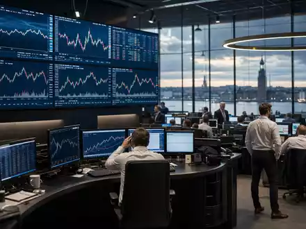 Kojamo Oyj FI4000292438 im Börsen-Editorial zeigt Trading-Floor mit Immobilien-Charts der Nasdaq Helsinki - Foto: THN