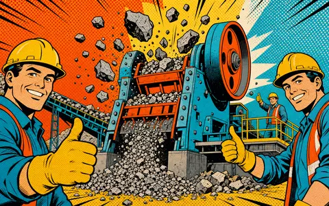Metso Oyj Bergbaumaschinen als bunte stilisierte Pop Art Comic Szene mit Steinbrecher ISIN FI0009014575 Illustration - Foto: THN