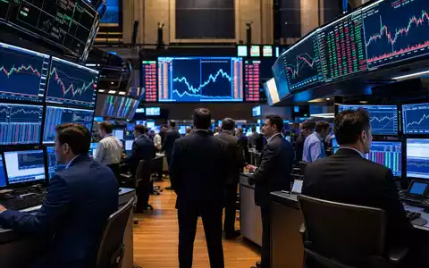 Storebrand ASA NO0003053605 zeigt Handelssaal der Osloer Börse mit Finanzcharts und Kursdaten - Foto: THN