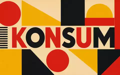 Orkla ASA NO0003733800 illustriert ein Bauhaus-Poster mit geometrischen Formen, kräftigen Farben und dem Sektor-Kürzel KONSUM - Foto: THN