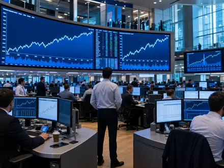 Orkla ASA NO0003733800 illustriert ein Börsen-Editorial mit Trading-Floor und Konsumgüter-Aktiencharts an der Osloer Wertpapierbörse - Foto: THN