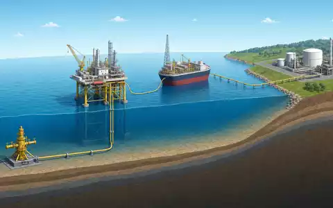 Aker Solutions ASA NO0010716582 dargestellt als isometrisches 3D-Diagramm der Offshore-Wertschöpfungskette von Bohrloch bis Terminal - Foto: THN