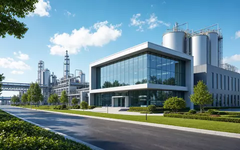 Architektur-Render einer modernen Chemieanlage mit Verwaltungsgebäude, passend zu Hexpol AB, ISIN SE0011624077 - Foto: THN