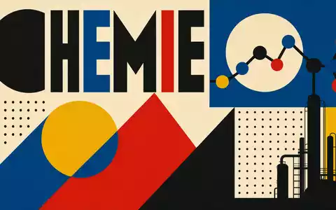 Bauhaus-Poster mit geometrischen Formen und dem Wort CHEMIE, thematisch verbunden mit Hexpol AB, ISIN SE0011624077 - Foto: THN