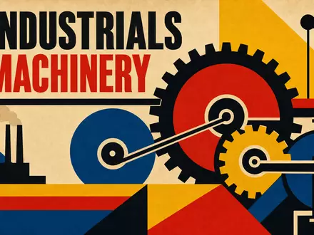 Cummins Inc. Bauhaus-Poster US2310211063 – geometrisches Industrieplakat mit Zahnrädern in kräftigen roten Primärfarben - Foto: THN