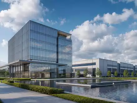 Deutz AG Hauptquartier DE0006305006 als modernes Architektur Render mit Glas und Stahl Gebäudekomplex - Foto: THN