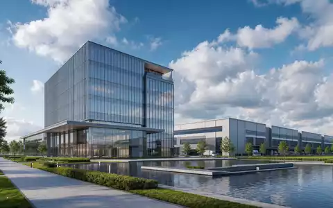Deutz AG Hauptquartier DE0006305006 als modernes Architektur Render mit Glas und Stahl Gebäudekomplex - Foto: THN