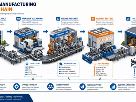 Deutz AG Wertschöpfungskette DE0006305006 als isometrisches 3D Diagramm der gesamten Motorenfertigung visualisiert - Foto: THN