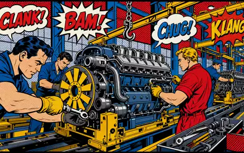 Deutz AG Motorenproduktion DE0006305006 als farbiger Pop Art Comic im Lichtenstein Stil mit Halbtönen - Foto: THN