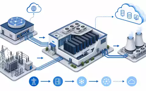 Digital Realty Trust isometrisches 3D Diagramm zeigt die Rechenzentrum Wertschoepfungskette mit Verbindungsknoten US2538681030 - Foto: THN