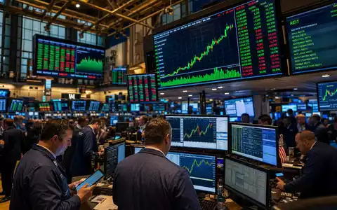 Digital Realty Trust NYSE Boersenparkett mit Haendlern und REIT Sektordaten auf grossen Anzeigetafeln US2538681030 - Foto: THN