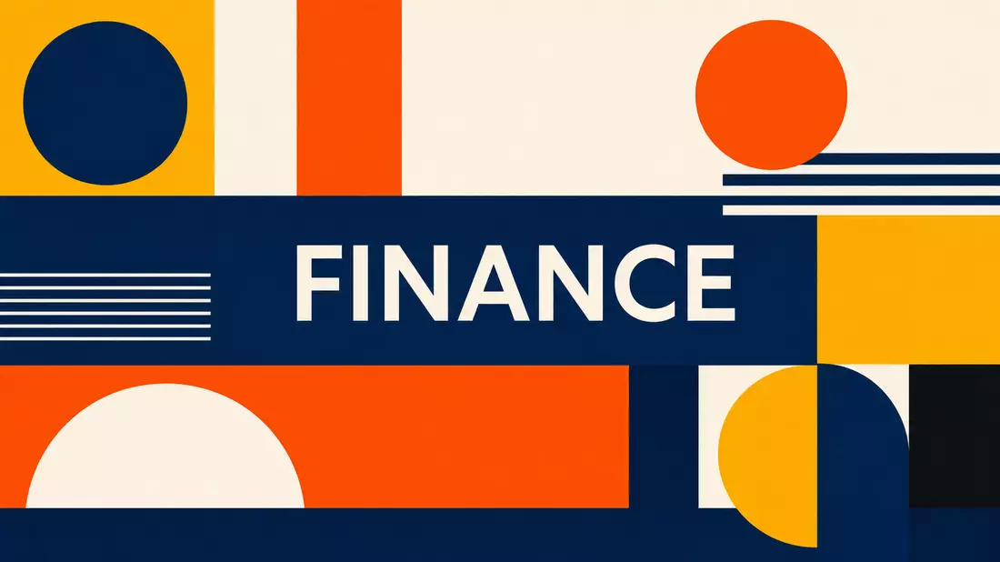 Bauhaus-Stil geometrisches Poster mit FINANCE-Text in Primärfarben