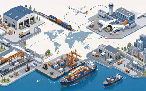 DHL Group (Deutsche Post) isometrische Darstellung der globalen Logistik-Lieferkette, DAX ISIN DE0005552004 - Foto: THN