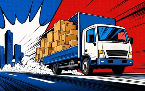 DHL Group (Deutsche Post) Pop-Art-Comic mit Lieferfahrzeug und Paketen, DAX ISIN DE0005552004 - Foto: THN