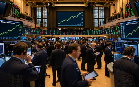 Disney (Walt) Co. US2546871060 NYSE-Börsenparkett mit Medien-Sektor-Charts und aktiven Händlern im dramatischen Saallicht - Foto: THN