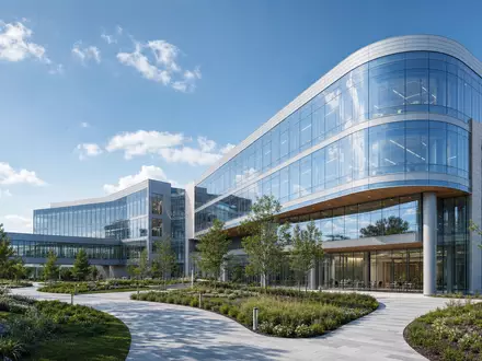 Exact Sciences Corp. Hauptquartier als futuristisches Architektur Render eines modernen Biotech Forschungscampus US30063P1057 - Foto: THN