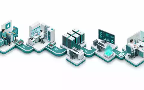 Exact Sciences Corp. visualisiert die gesamte Krebsdiagnostik Wertschöpfungskette als isometrisches 3D Diagramm US30063P1057 - Foto: THN