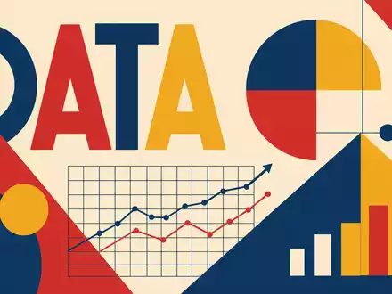Verisk Analytics (US92345Y1064) wird als Bauhaus-Poster mit geometrischen Formen und dem großen Wort DATA dargestellt - Foto: THN