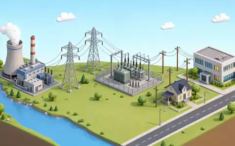 Vistra Corp. (ISIN US92840V1017) veranschaulicht die Stromwertschöpfungskette vom Kraftwerk bis zum Haus als isometrische 3D-Grafik - Foto: THN