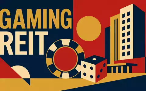 VICI Properties Inc (ISIN US9256521090) gehört zum Gaming-REIT-Sektor, dargestellt als geometrisches Bauhaus-Poster mit Sektor-Text - Foto: THN