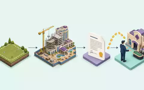 VICI Properties Inc (ISIN US9256521090) verpachtet Immobilien an Betreiber, illustriert als isometrisches Wertschöpfungsketten-Diagramm - Foto: THN