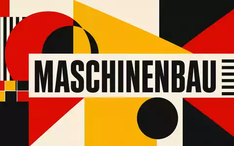 Deere & Co. Bauhaus-Poster mit geometrischen Formen und Text MASCHINENBAU, ISIN US24419L1061 Industriedesign - Foto: THN