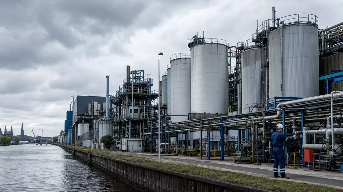 Farbenfabrik von Akzo Nobel N.V. an einer Amsterdamer Gracht