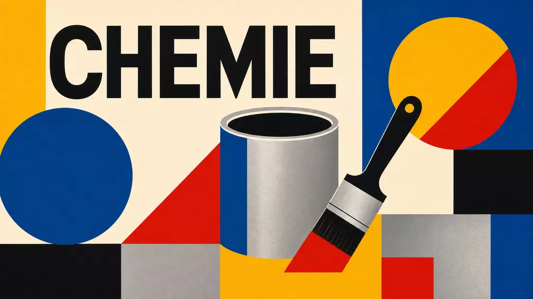 Bauhaus-Poster mit Formen und Schriftzug CHEMIE für Akzo Nobel N.V