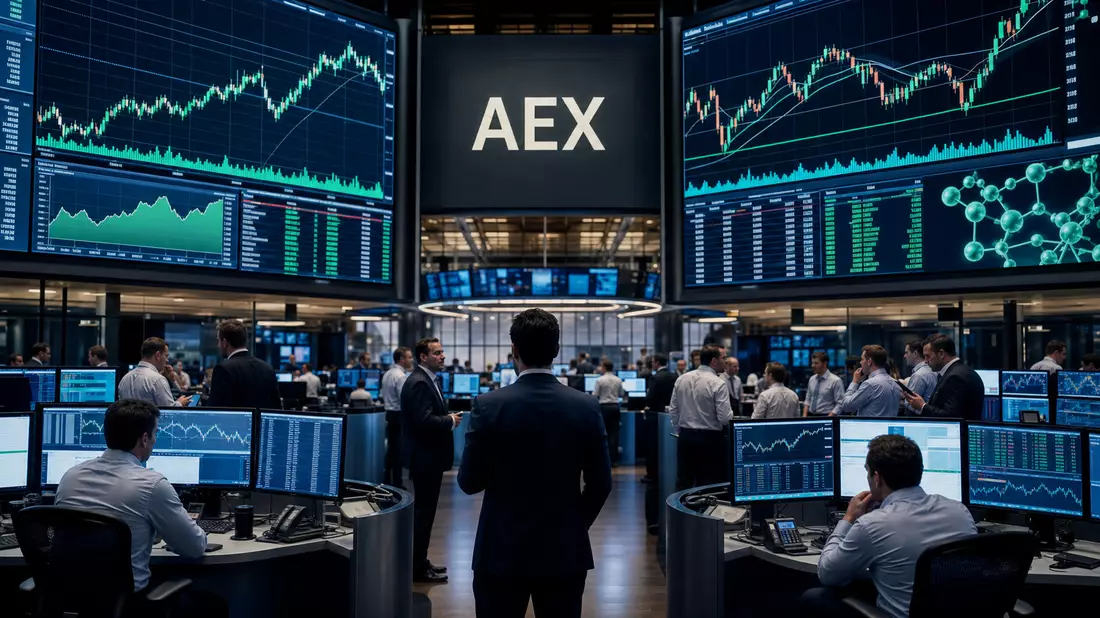 AEX-Handelssaal mit Charts, relevant für Aktie von Akzo Nobel N.V