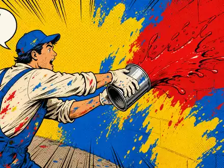 Pop-Art-Comic zeigt spritzende Farbe als Illustration zur Chemiebranche von Akzo Nobel N.V., ISIN NL0013267909, farbenfroh - Foto: THN