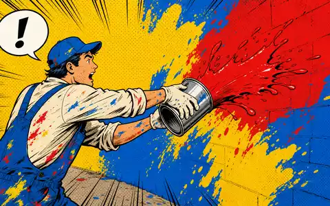 Pop-Art-Comic zeigt spritzende Farbe als Illustration zur Chemiebranche von Akzo Nobel N.V., ISIN NL0013267909, farbenfroh - Foto: THN