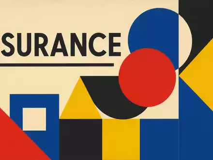 NN Group N.V. (ISIN NL0010773842) wird durch dieses geometrische Bauhaus-Poster mit Sektortext INSURANCE symbolisiert - Foto: THN