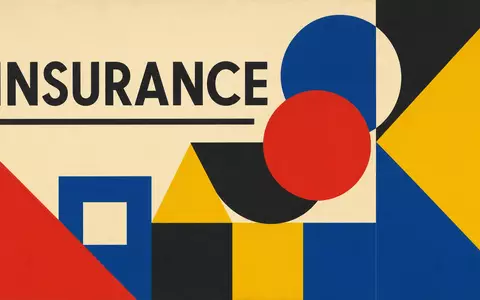 NN Group N.V. (ISIN NL0010773842) wird durch dieses geometrische Bauhaus-Poster mit Sektortext INSURANCE symbolisiert - Foto: THN