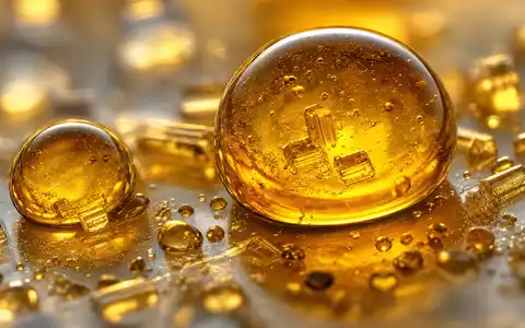 dsm-firmenich AG (ISIN CH1216478797) stellt Aromastoffe her, als goldene Öltropfen in extremer Makroaufnahme gezeigt - Foto: THN