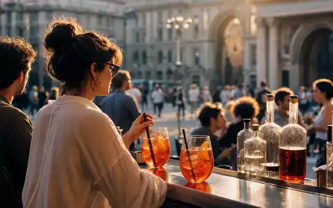 Davide Campari-Milano N.V. (NL0015435975) zeigt fotorealistisch stimmungsvolle Aperitif-Cocktails auf sonniger Mailänder Piazza-Terrasse am Abend - Foto: THN